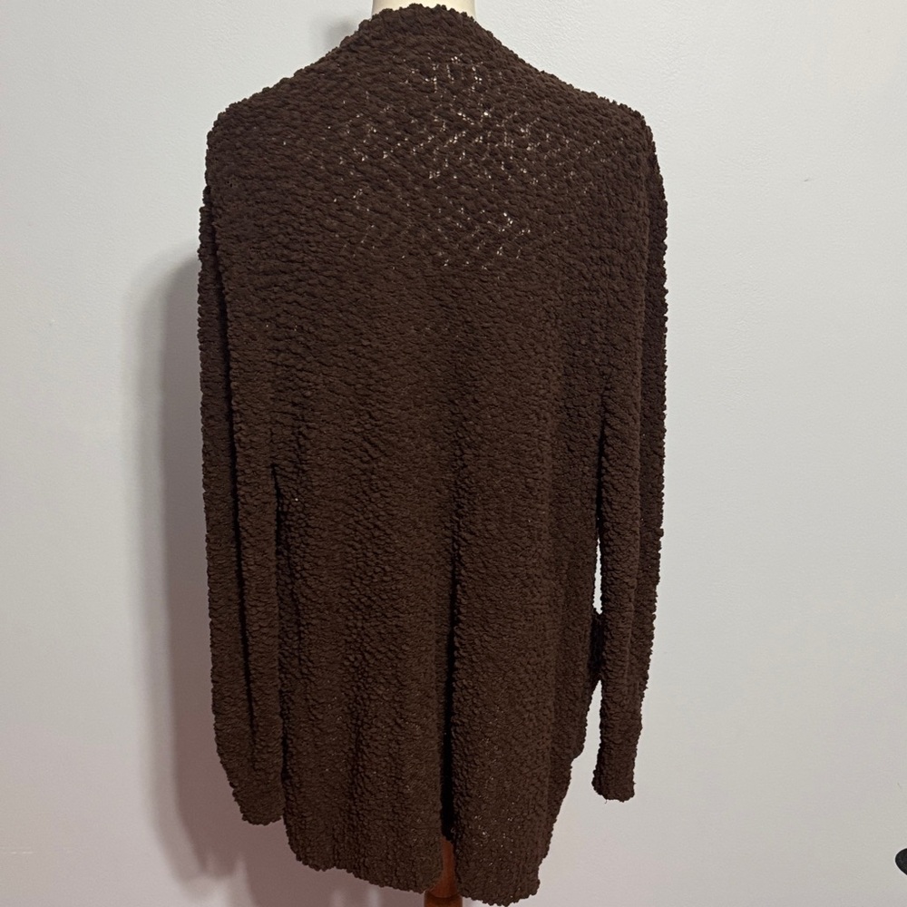 Zenana Outfitters Dark Brown Open-Front Bouclé Cardigan - Picture 3 of 3